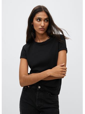 MANGO - 100% Cotton T-shirt BLACK