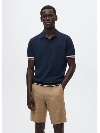 MANGO - Knit Contrast Trim Polo Shirt NAVY