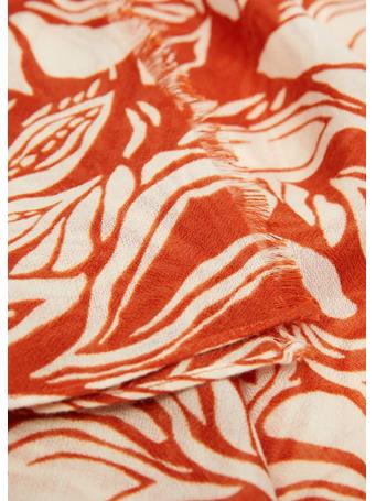 MANGO - Floral Print Scarf BRIGHT RED