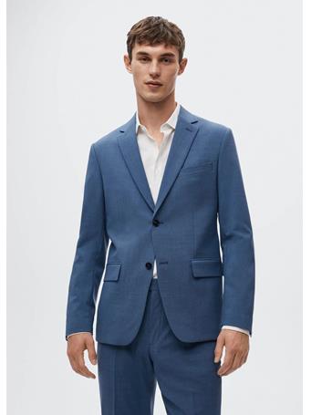 MANGO - Slim Fit Wool Suit Blazer LGH BLUE