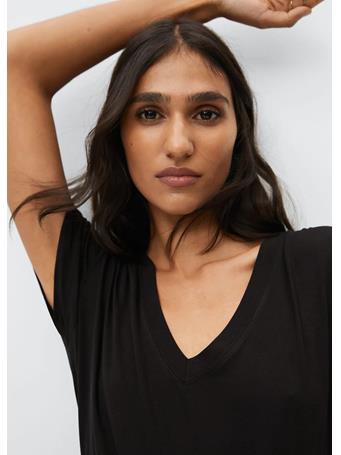 MANGO - V-neck Flowy T-shirt BLACK