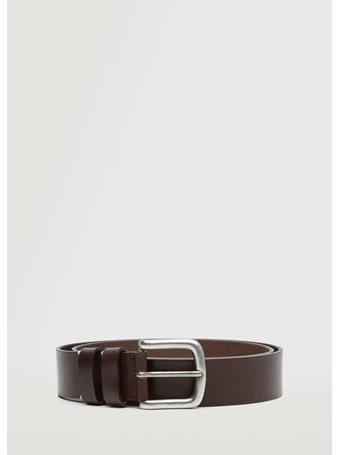 MANGO - Leather Belt BROWN