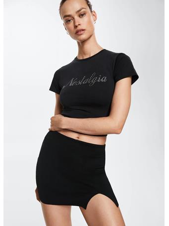MANGO - Knitted Miniskirt BLACK
