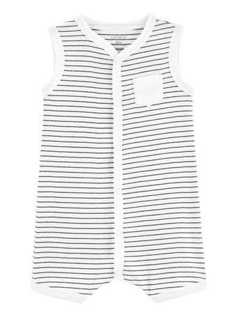 CARTER'S - Striped Snap-Up Romper GREY