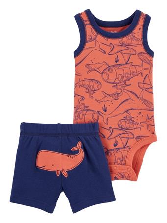 CARTER'S - Whale Bodysuit And Shorts Set ORANGE