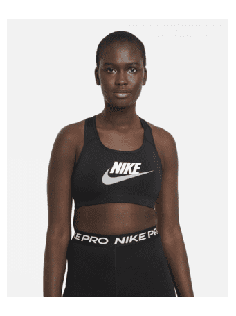 NIKE - Medium-Support Graphic Sports Bra BLACK/WHITE/(PARTICLE GREY)