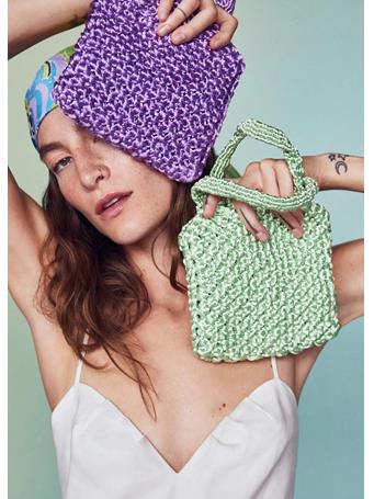 MANGO - Crochet Mini Bag MEDIUM GREEN