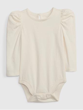 GAP - Baby 100% Organic Cotton Mix and Match Puff Sleeve Bodysuit IVORY FROST