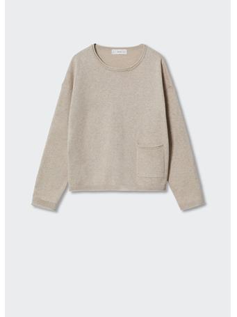 MANGO - Patch Pocket Cotton Sweater 5LT BEIGE