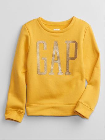 GAP - Kids Metallic Logo Crewneck Sweatshirt PALE GOLD