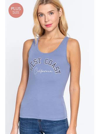 ACTIVE BASIC - [Plus] Screen Print Knit Tank Top ARCTIC BLUE