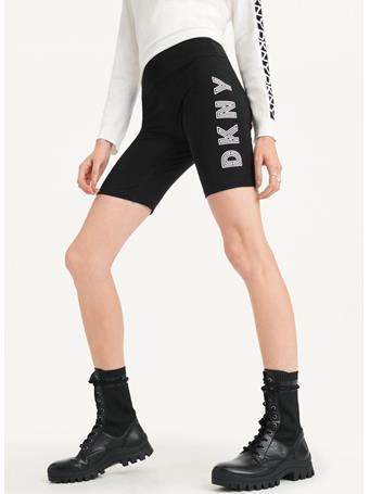 DKNY - High Waist Track Logo Bike Short BLACK/WHITE