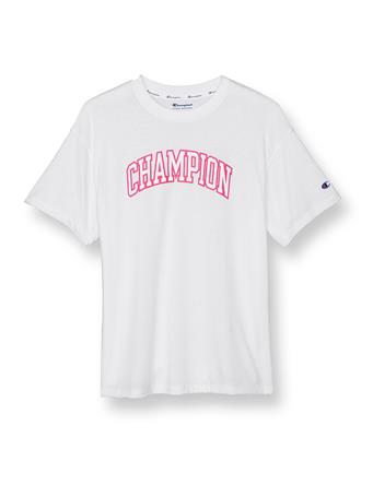 CHAMPION - Powerblend Oversized Tee, Arch Logo WHITE