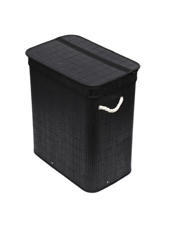 HDS TRADING CORP - Home Basics 2 Compartment Folding Rectangle Bamboo Hamper with Liner BLACK