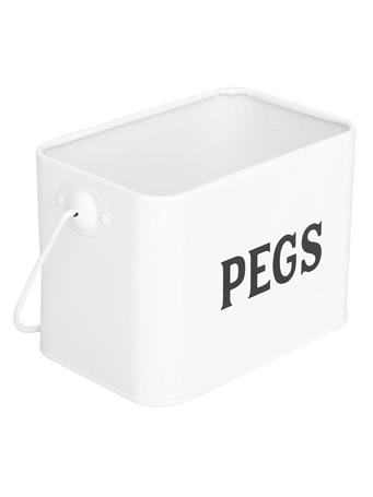 HDS TRADING CORP - Home Basics Countryside Tin Peg Holder with Handle WHITE