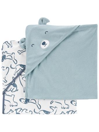 CARTER'S - 2-Pack Hooded Baby Towels BLUE