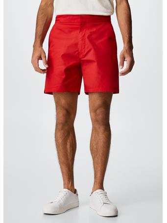 MANGO - Stretch Cotton Bermuda Shorts RED