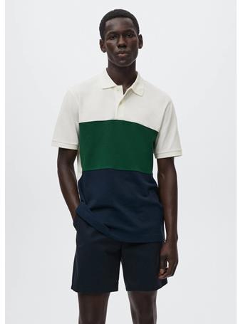MANGO - Color Block Piqué Polo Shirt CREAM