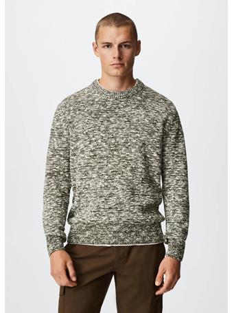 MANGO - Flecked Cotton-blend Sweater KHAKI