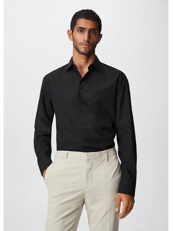 MANGO - Slim Fit Cotton Suit Shirt BLACK