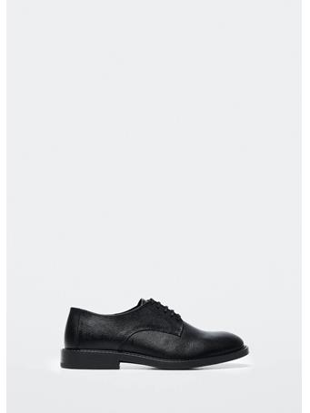 MANGO - Leather Blucher Shoes BLACK