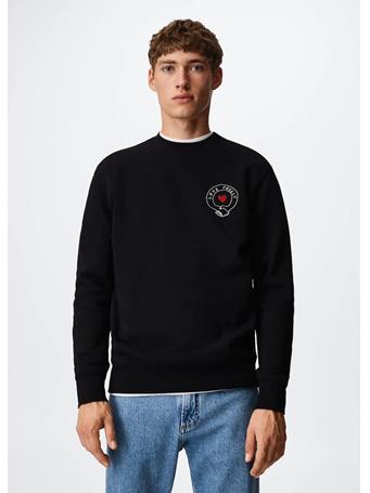 MANGO - Embroidered Cotton Sweatshirt BLACK
