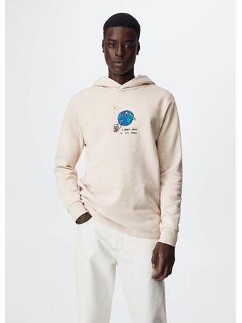 MANGO - Embroidered Cotton Sweatshirt BEIGE
