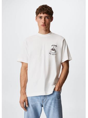 MANGO - Printed Cotton-blend T-shirt WHITE