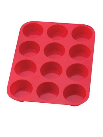 HIC - 12 Cup Silicone Muffin Pan RED