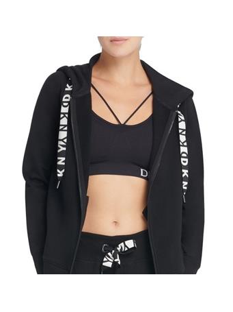 DKNY - Two Tone Logo Drawcord Zip Hoodie BLACK