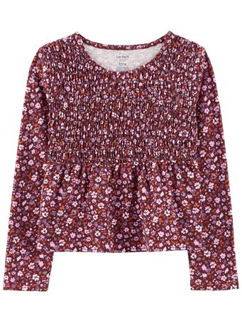 CARTER'S - Floral Smocked Top BROWN