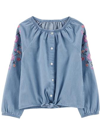 CARTER'S - Tie-Front Chambray Top BLUE