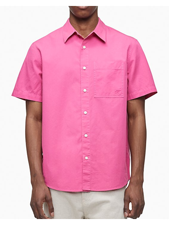 CALVIN KLEIN - Garment Dyed Easy Shirt 651 PINK FLAMBE