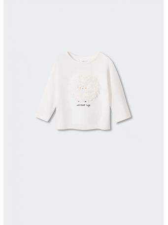 MANGO - Embossed Cotton T-shirt 2IVORY