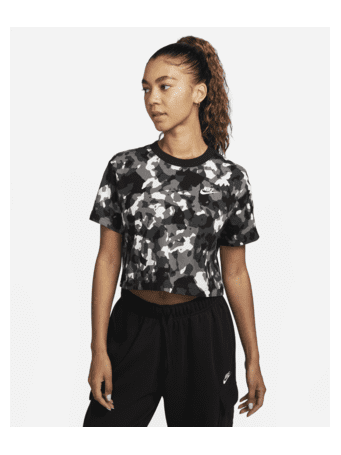 NIKE - Sportswear Women's Short-Sleeve Printed Crop Top BLACK