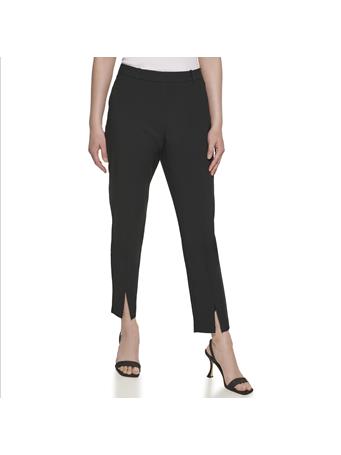 CALVIN KLEIN - Pants with Front Seam and Ankle Slit BLACK