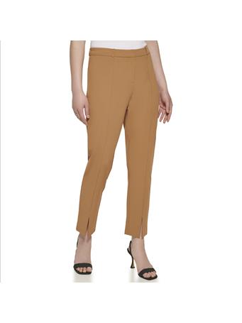 CALVIN KLEIN - Pants with Front Seam and Ankle Slit LUGGAGE