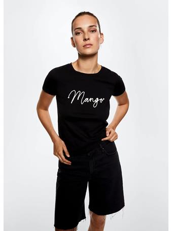 MANGO - Logo Cotton T-shirt BLACK