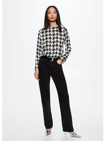 MANGO - Houndstooth Blouse NATURAL WHITE