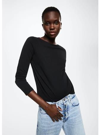 MANGO - Essential Cotton-blend T-shirt BLACK