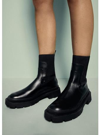 MANGO - Track Sole Contrast Ankle Boots BLACK