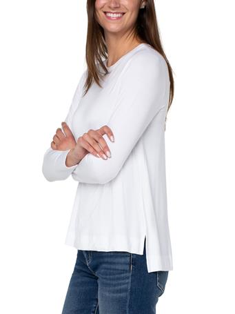 LIVERPOOL JEANS - Long Sleeve Scoop Neck Tee WHITE