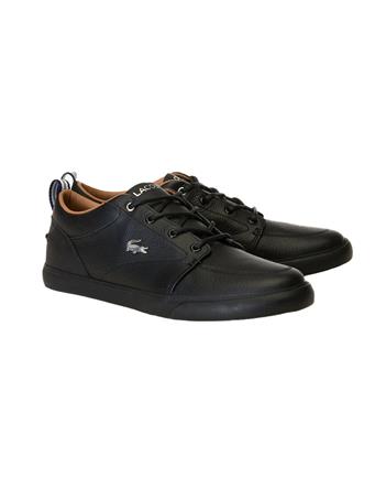 LACOSTE - Bayliss Leather Perforated Collar Sneakers  BLACK