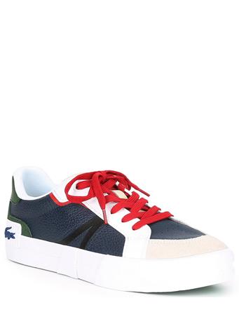 LACOSTE - Leather Colour-Pop Trainers  NAVY/WHITE