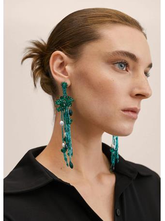 MANGO - Pendant Crystals Earrings MEDIUM GREEN