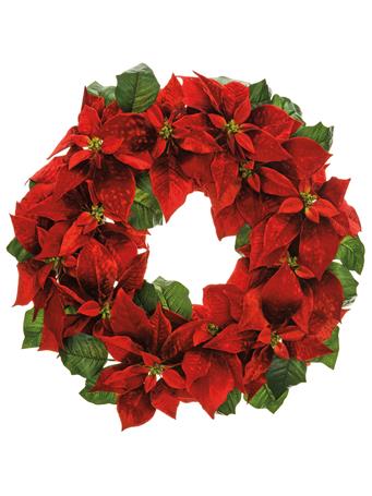ALL STATE FLORAL - 22""Velvet Poinsettia Wreath RED