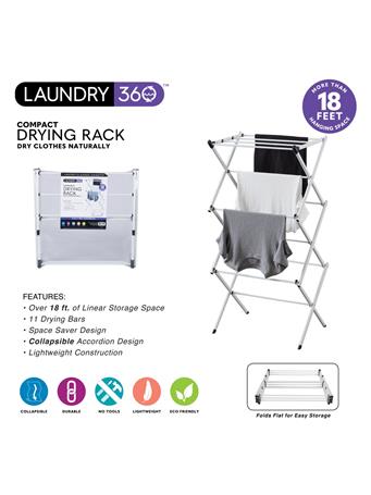 LAUNDRY 360 - Compact 3 Tier White Dryer Rack WHITE