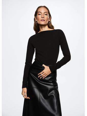 MANGO - Faux-leather Skirt BLACK