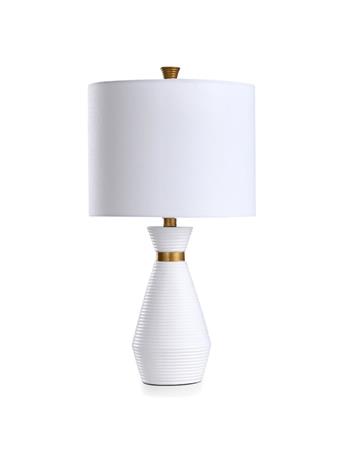 STYLECRAFT LAMPS - Washboard Round Column Resin Table Lamp  WHITE