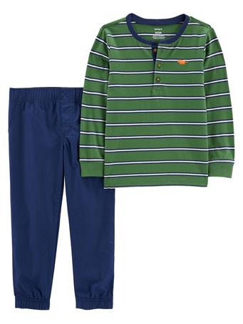 CARTER'S - 2-Piece Henley Tee & Pull-On Pants GREEN